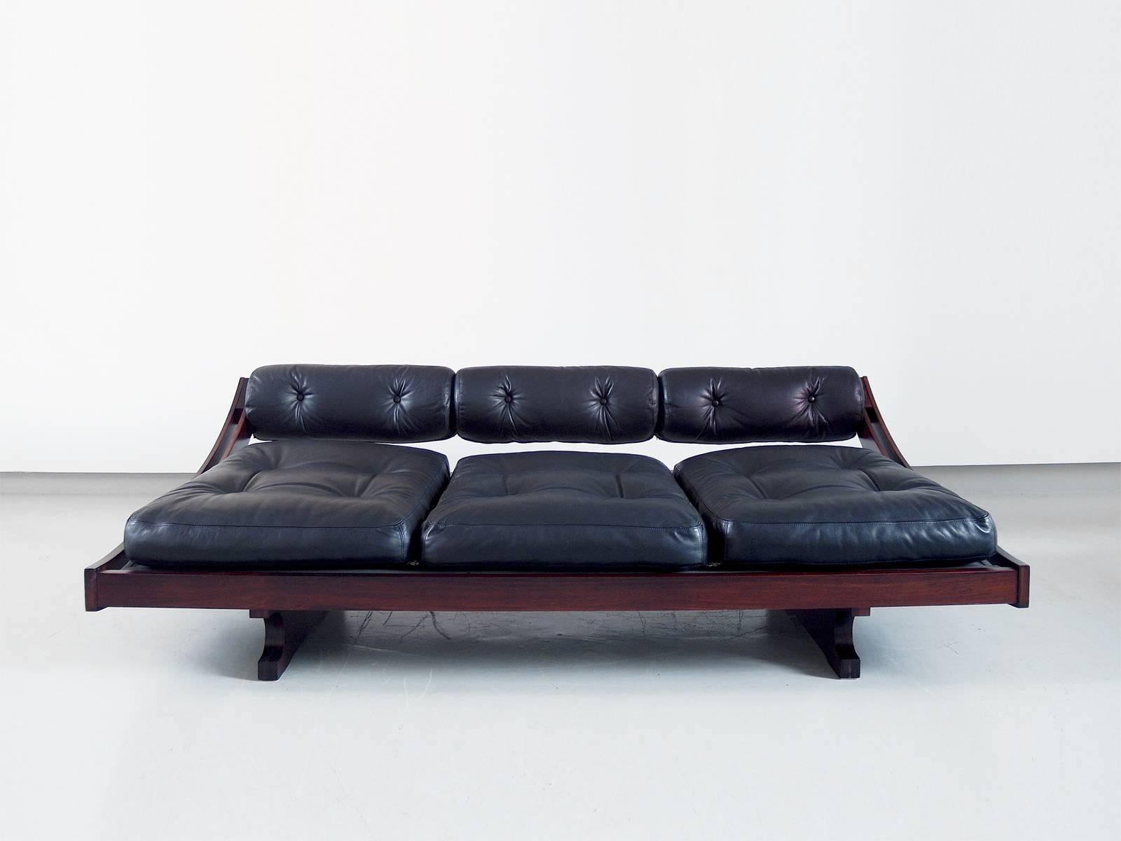 Gianni Songia Black Leather Daybed Sofa Model GS-195 for Sormani, Italy, 1963 1