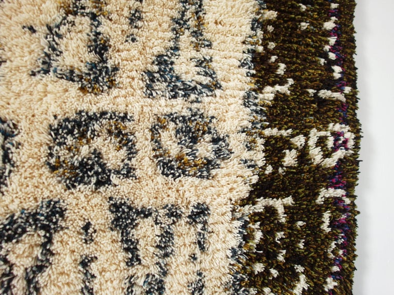MidCentury Modern Handmade Traditional Rya Rug, Finland, circa 1965 at