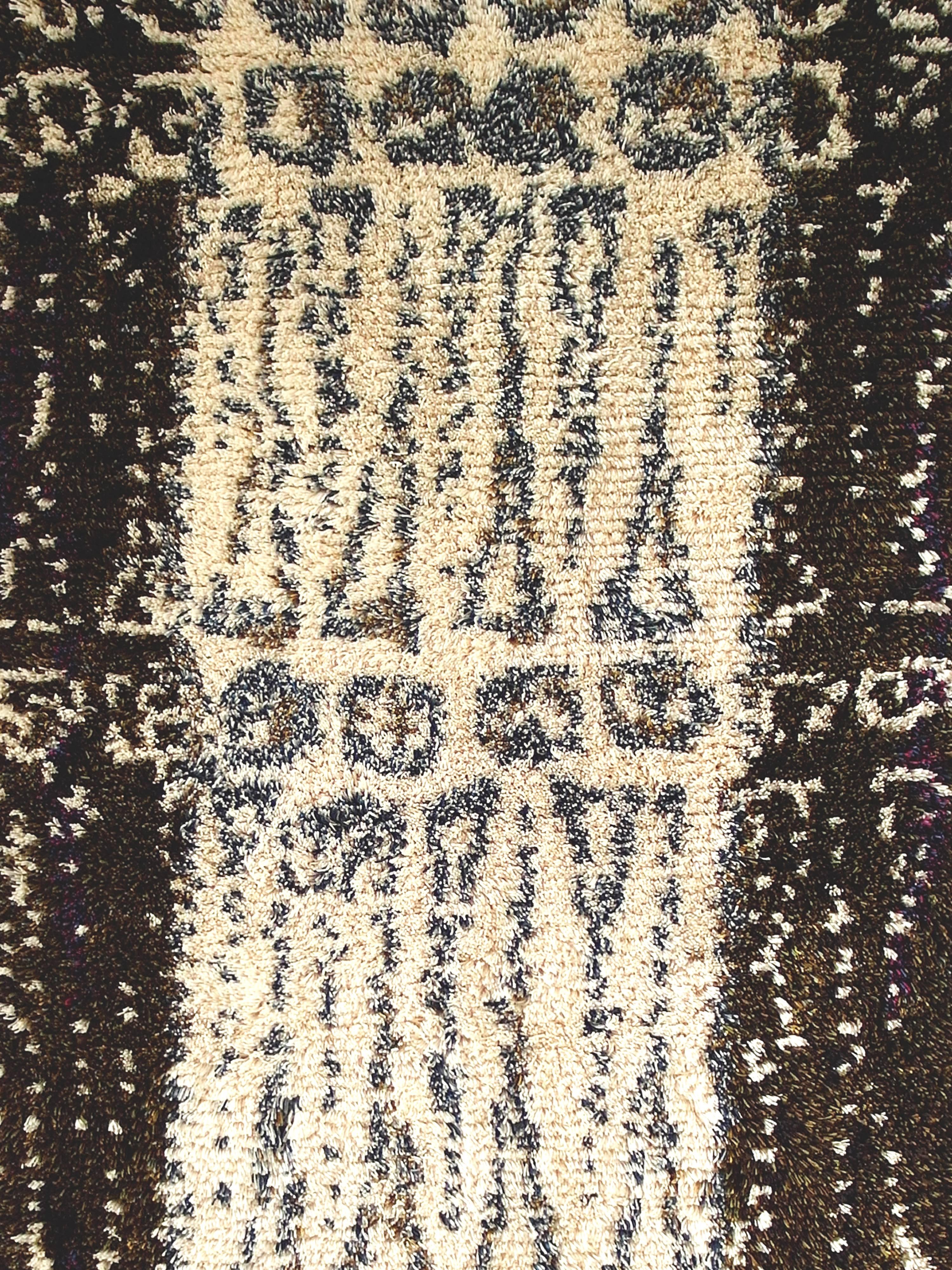 Mid-Century Modern Handmade Traditional Rya Rug, Finland, circa 1965 3