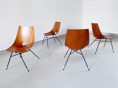 Set of Four Dining Chairs by SCC- Societá Compensati Curvati, Monza, Italy, 1955