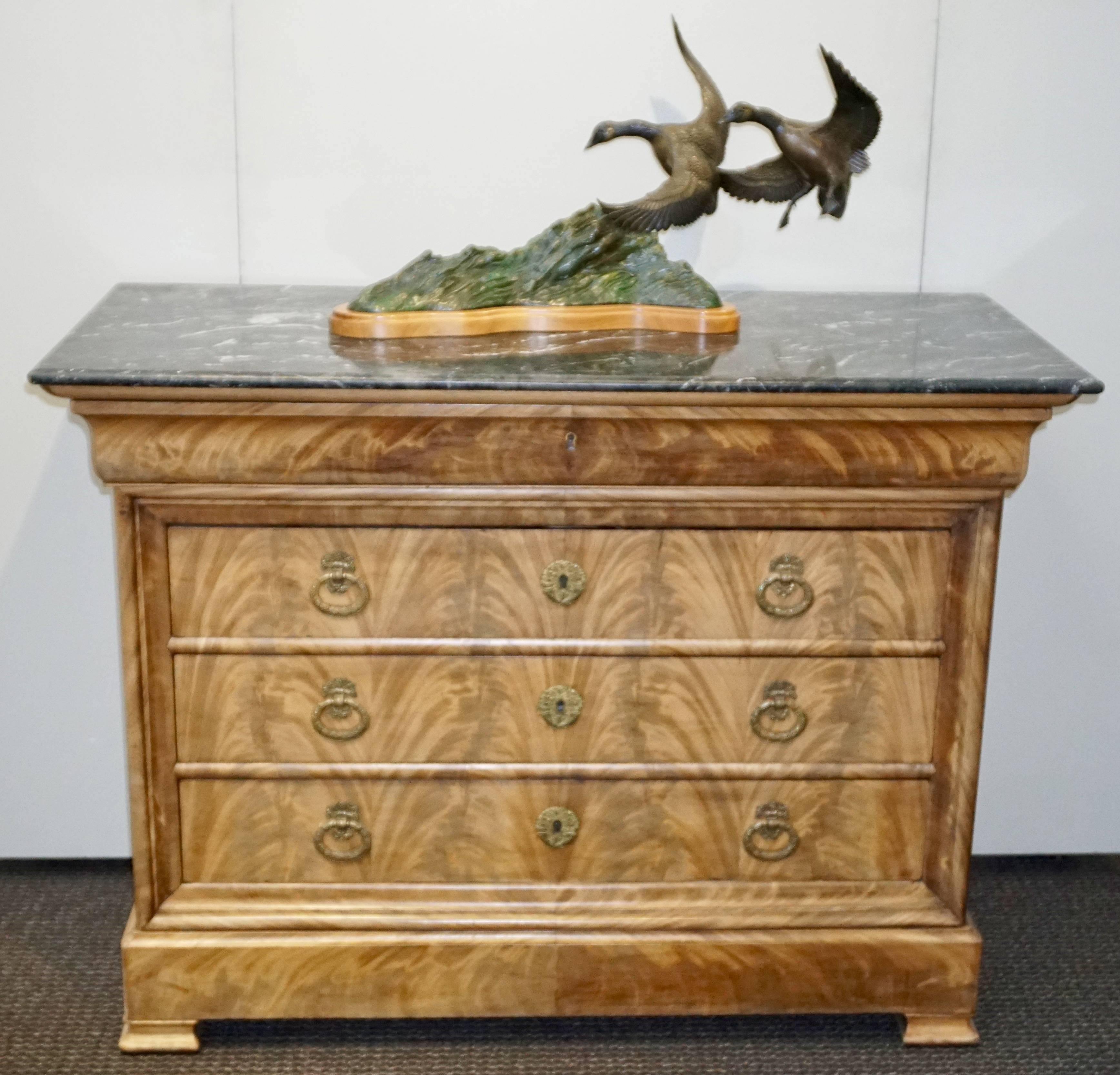 Louis Philippe French Mahogany and Black Marble Commode Chest In Excellent Condition In Dallas, TX