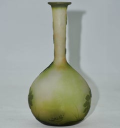 Emile Galle French Art Nouveau Floral Banjo Vase, circa 1900