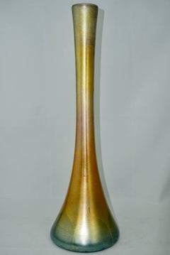 Monumental Louis Comfort Tiffany Favrile Pull Feathered Decorated Vase