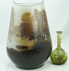Monumental Emile Galle Lake and Forest Scenic Cameo Vase
