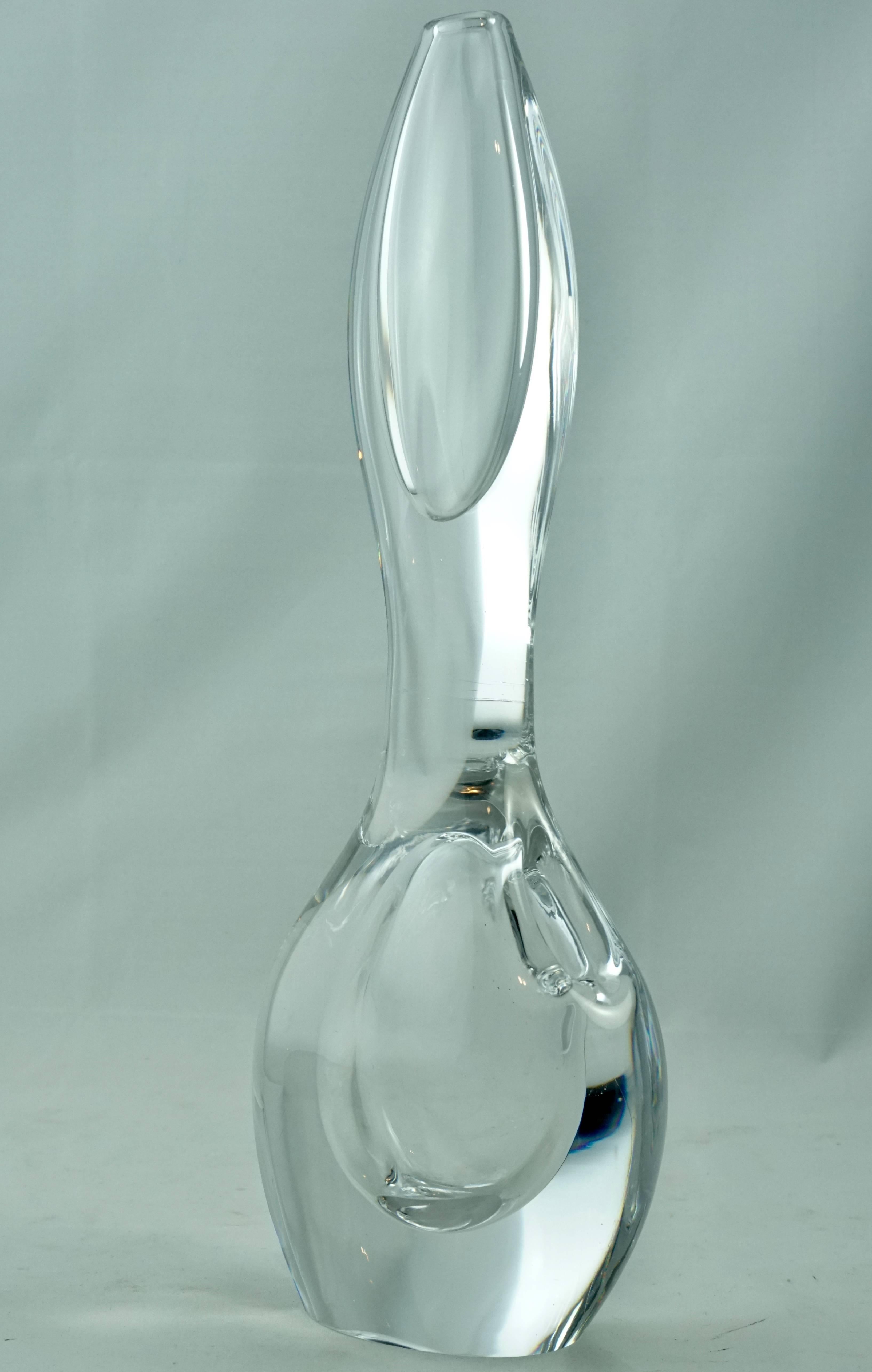 Swedish Vicke Lindstrand Glass Orchid Vase by Kosta Boda, Midcentury