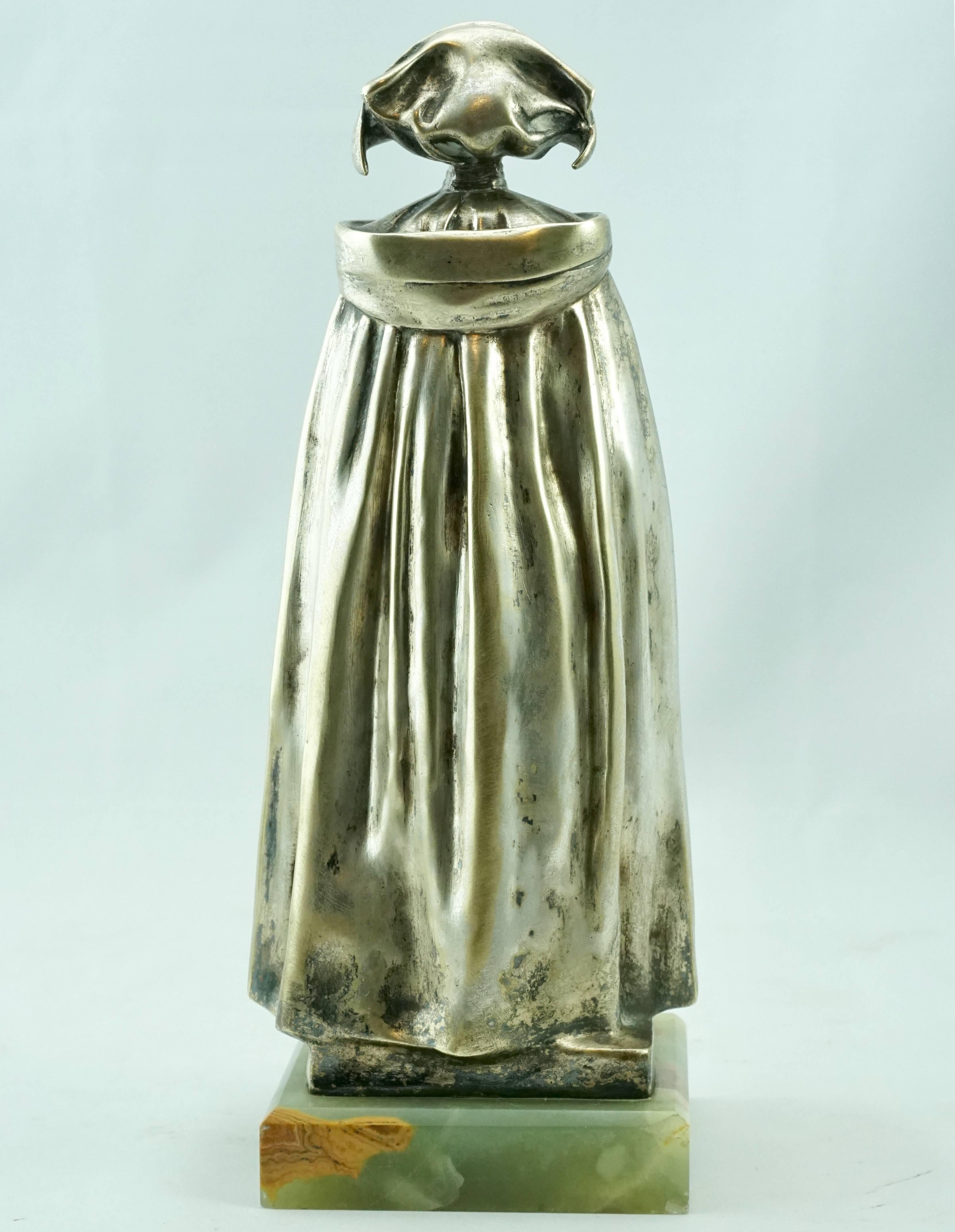 Français Leo Laporte Blairsy Art Nouveau Bronze superposé à de l'argent, 1903