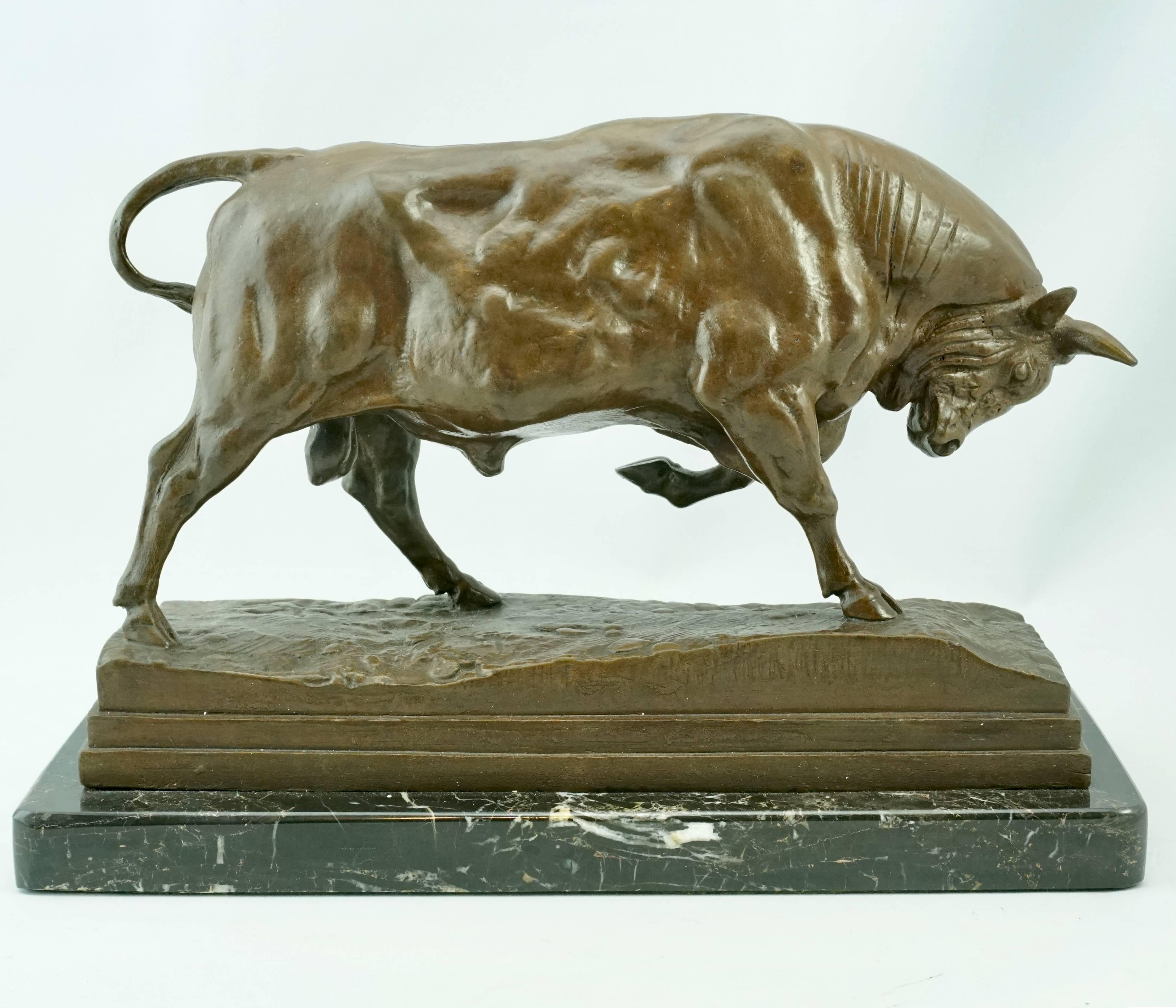 Beaux Arts Antoine Louis Barye Bronze Bull F. Barbedienne Fondeur, circa 1876