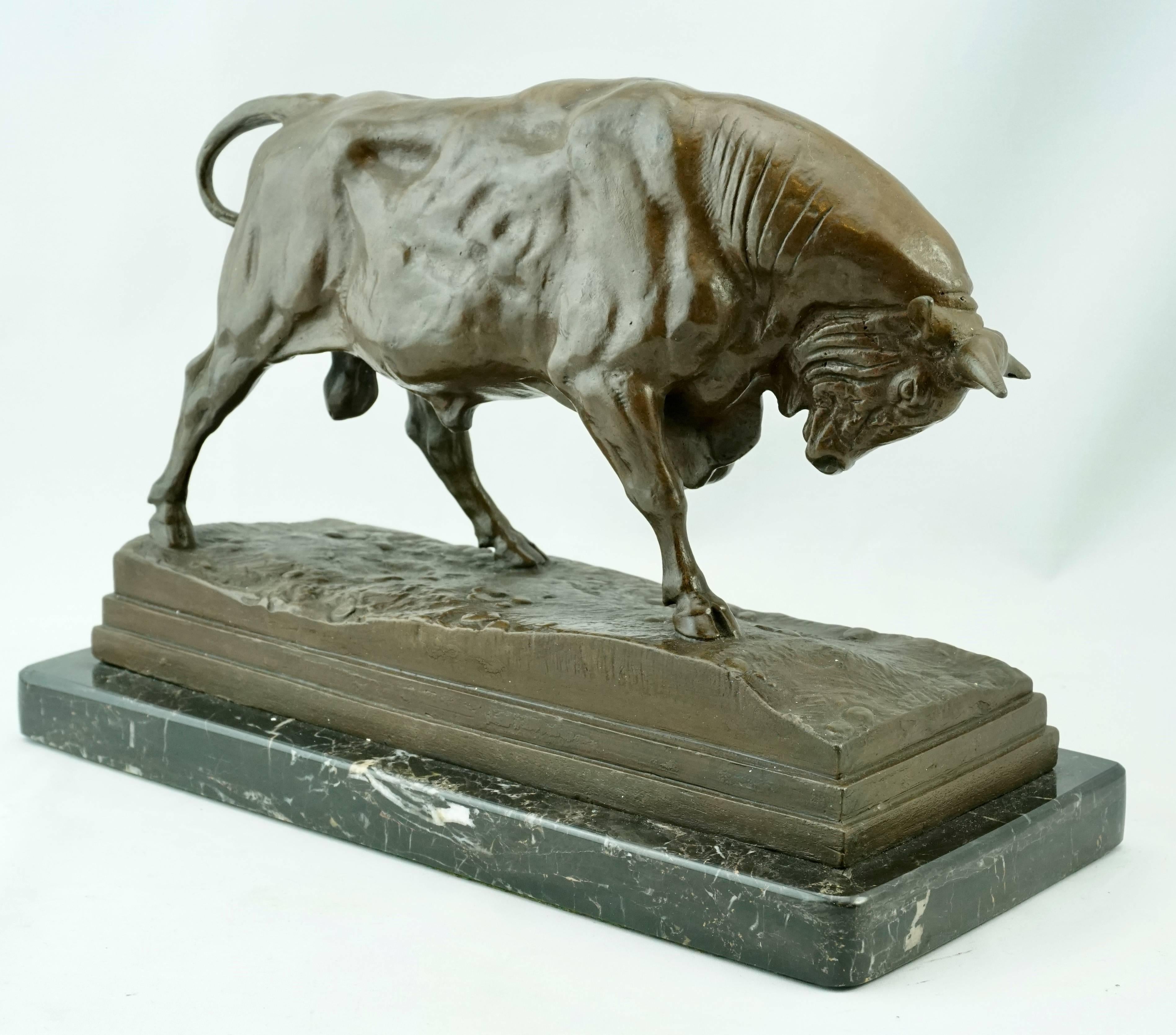 Cast Antoine Louis Barye Bronze Bull F. Barbedienne Fondeur, circa 1876
