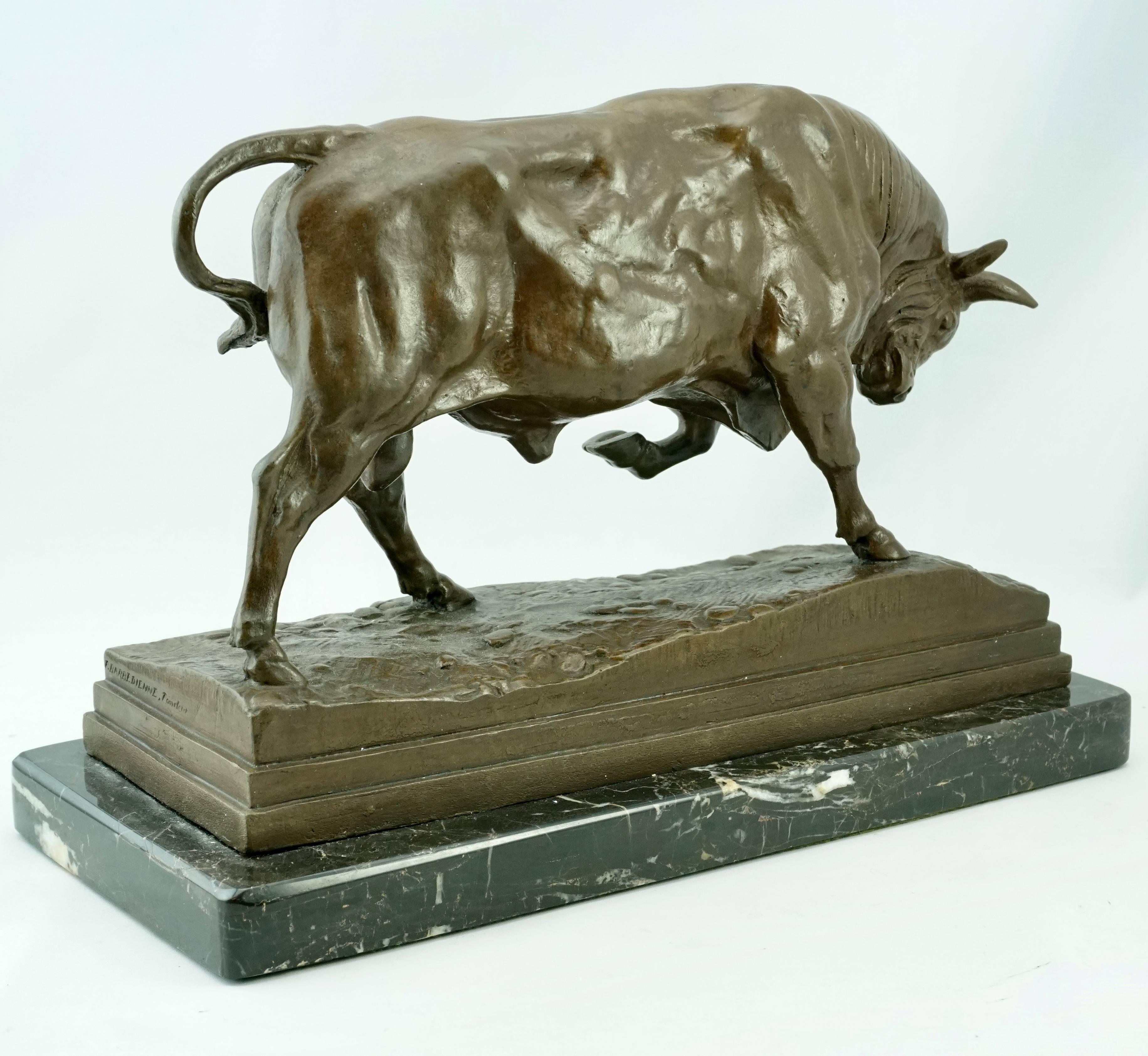 French Antoine Louis Barye Bronze Bull F. Barbedienne Fondeur, circa 1876