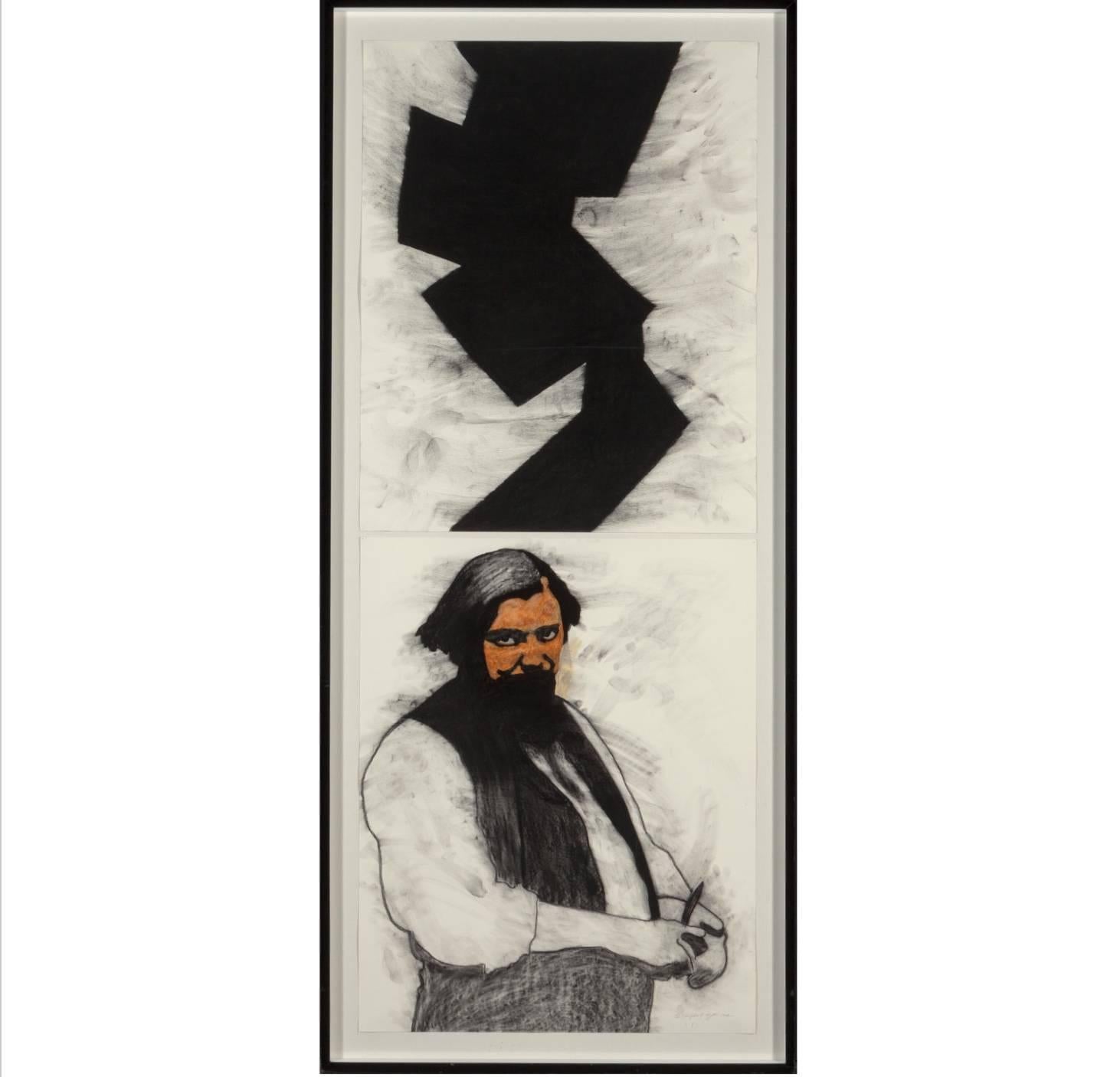 Rupert Garcia Diptych Pastel on Paper, 1988