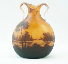 Vase de paysage camée Muller Freres Luneville 1900