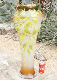 Monumental 31” Emile Galle Art Nouveau Floor Vase, 1905