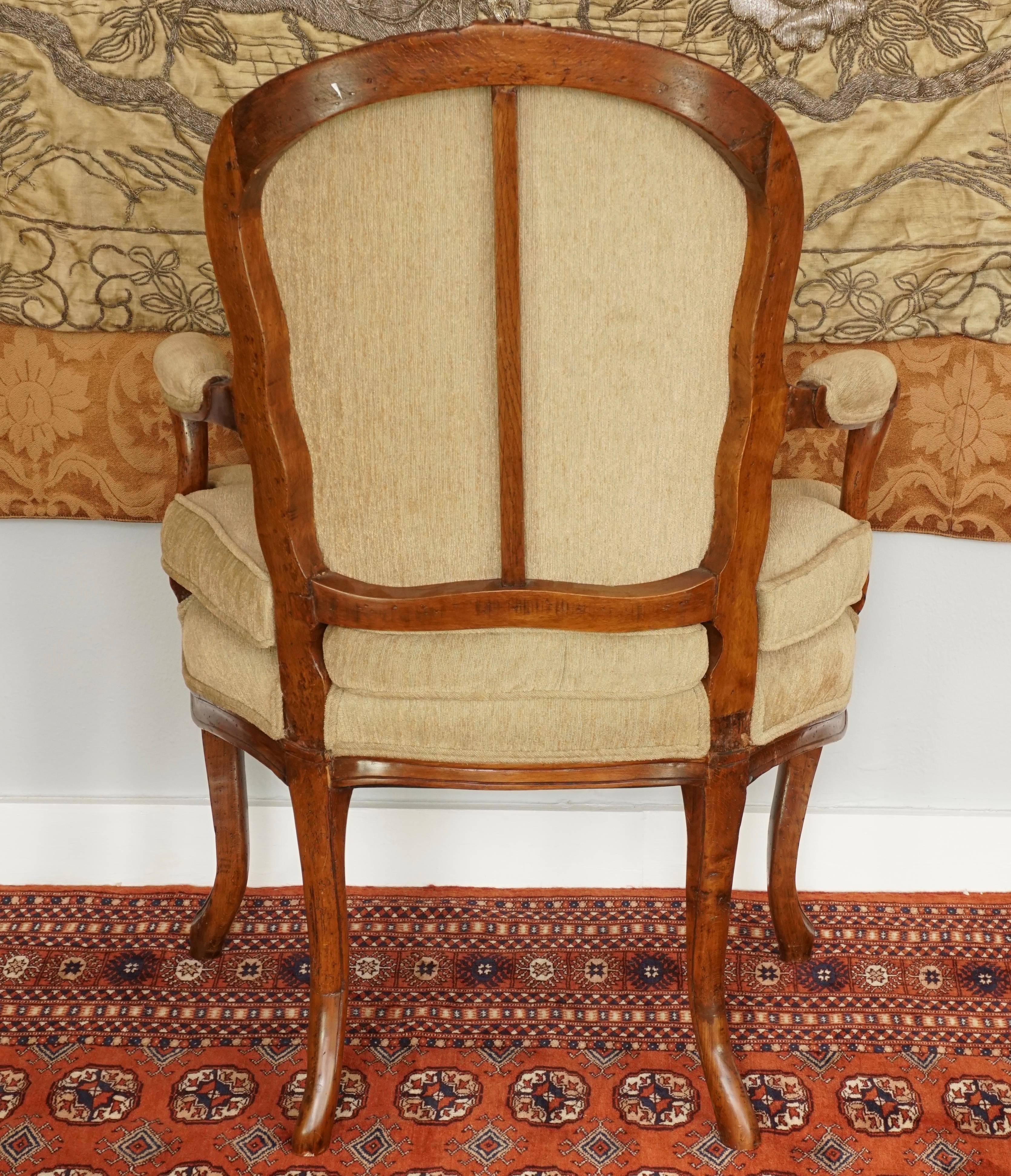 18th Century Louis XV Period Walnut Armchair Bergere In Good Condition In Dallas, TX