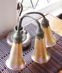 Tiffany Studios New York Piano Three-Light Lily Artichoke Lamp, 1910