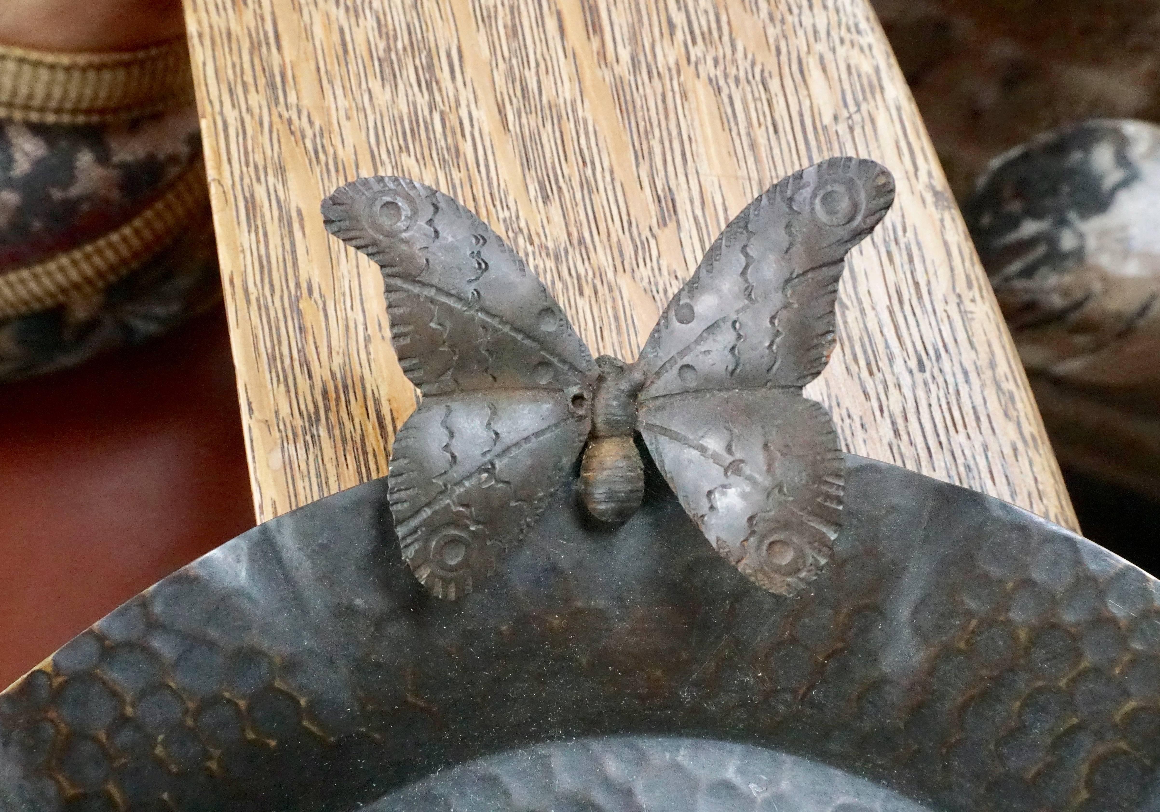 Edgar Brandt French Art Deco Butterfly Trey In Good Condition In Dallas, TX