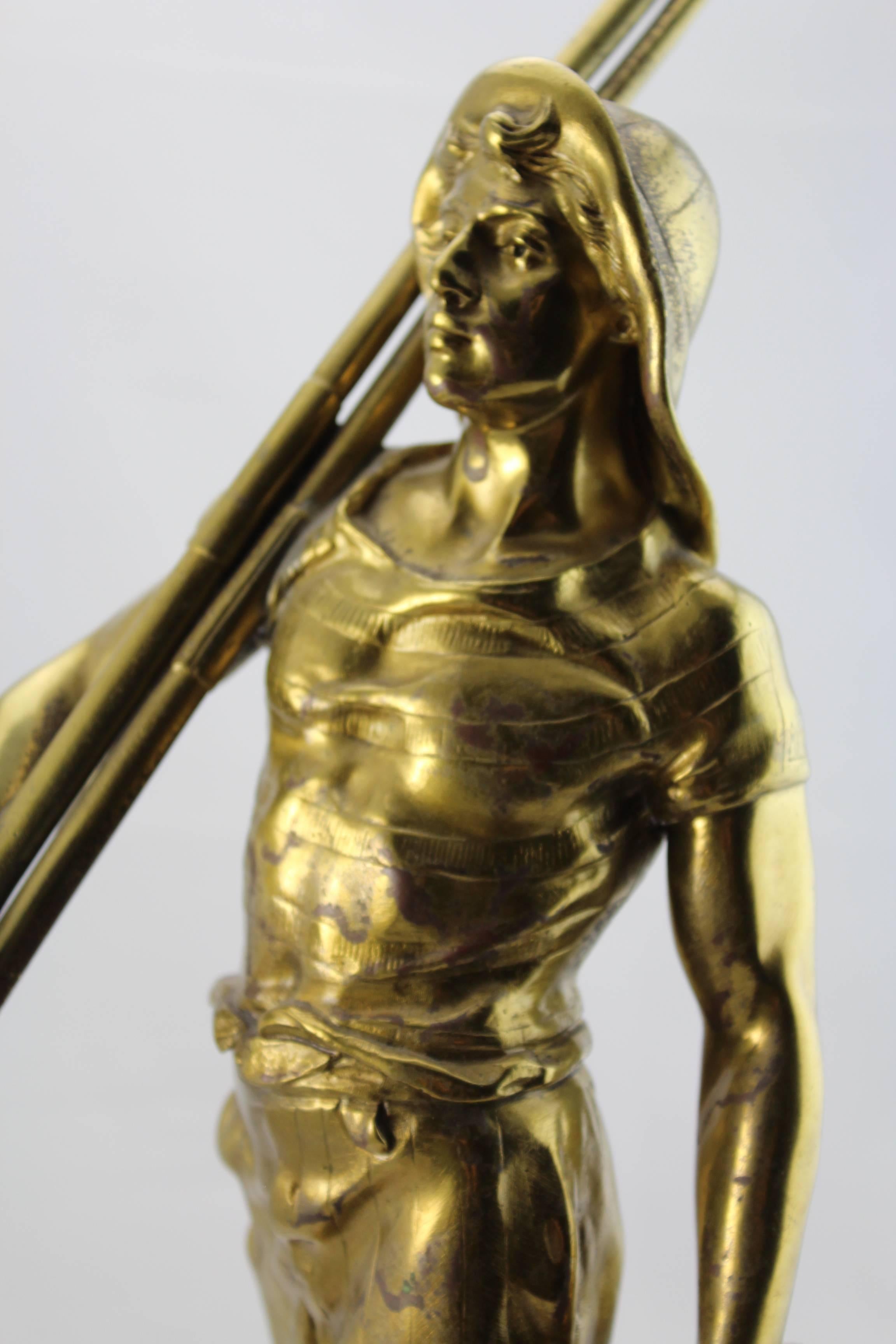 Early 20th Century Antoine Bofill Bronze of a Sea Man with Oars, French, circa 1900