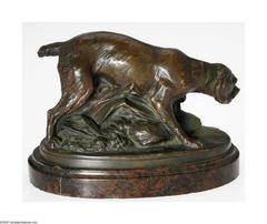 Louis Carvin Französische Bronze eines Jagdhundes:: um 1920