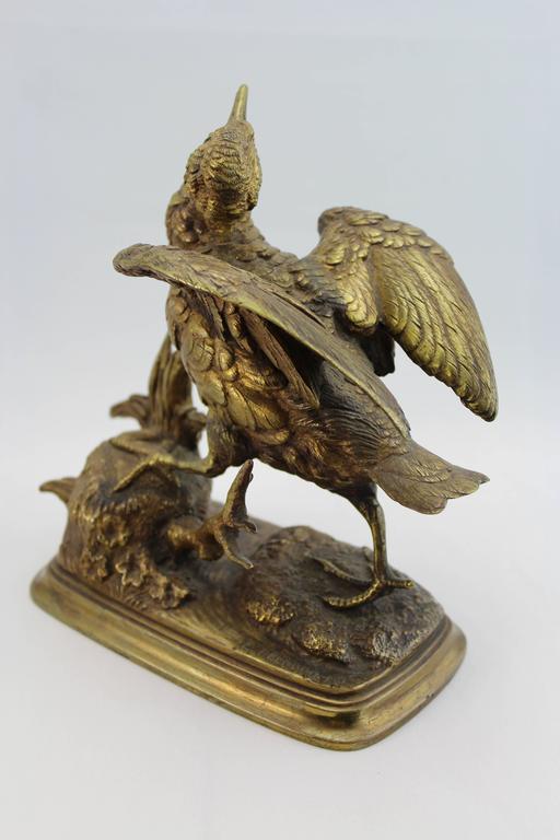 Cast Paul Edouard Delabrierre Animalier Gilt Bronze Bird, circa 1860