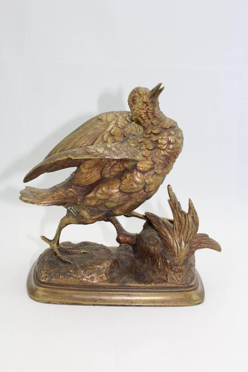 Beaux Arts Paul Edouard Delabrierre Animalier Gilt Bronze Bird, circa 1860