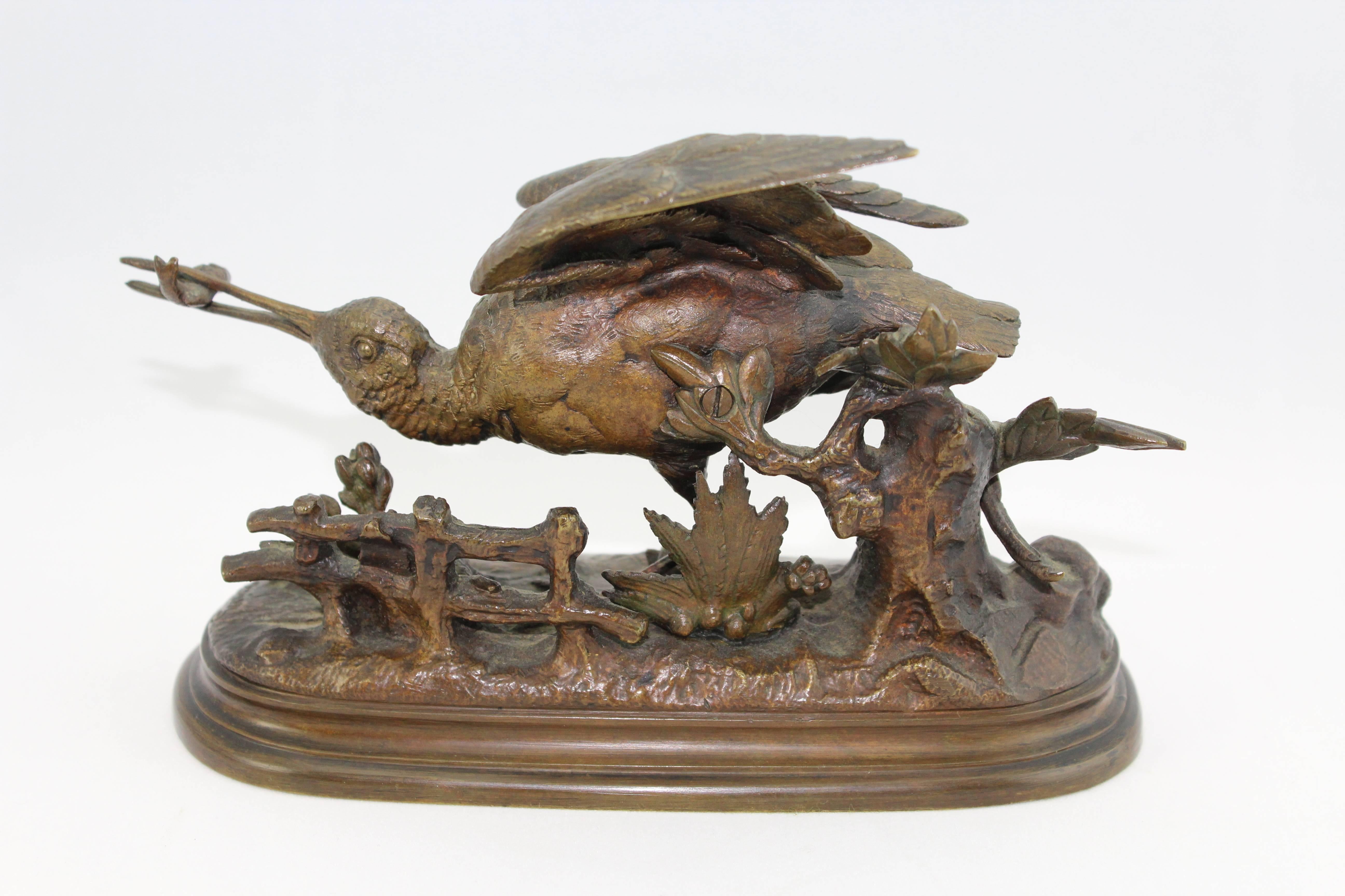 French Jules Moigniez Bronze Sandpiper, 19th Century