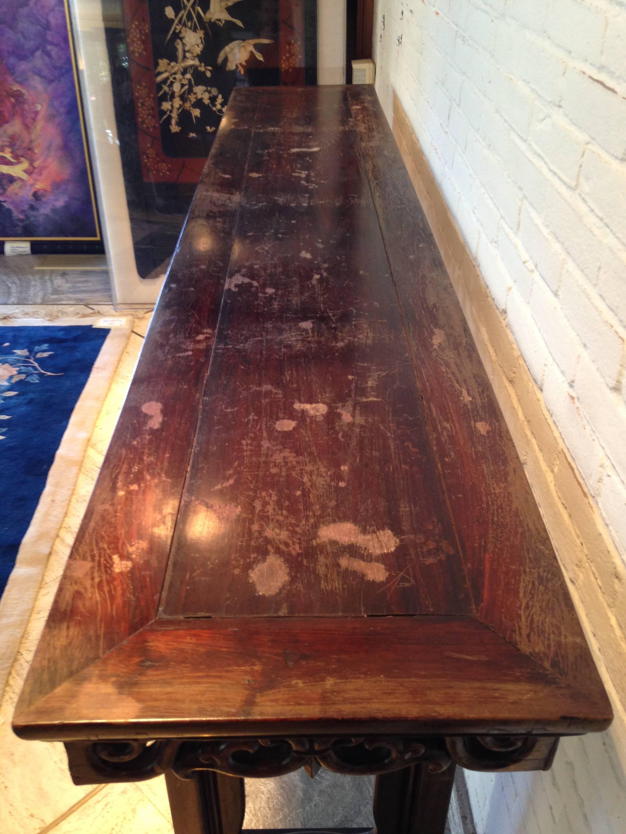 Rosewood Chinese Altar Table 19th Century Qing 8 FT Long Mahogany Wood 
