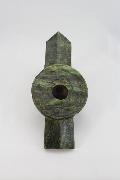 19th Century Chinese Jade Bi Disc Spear