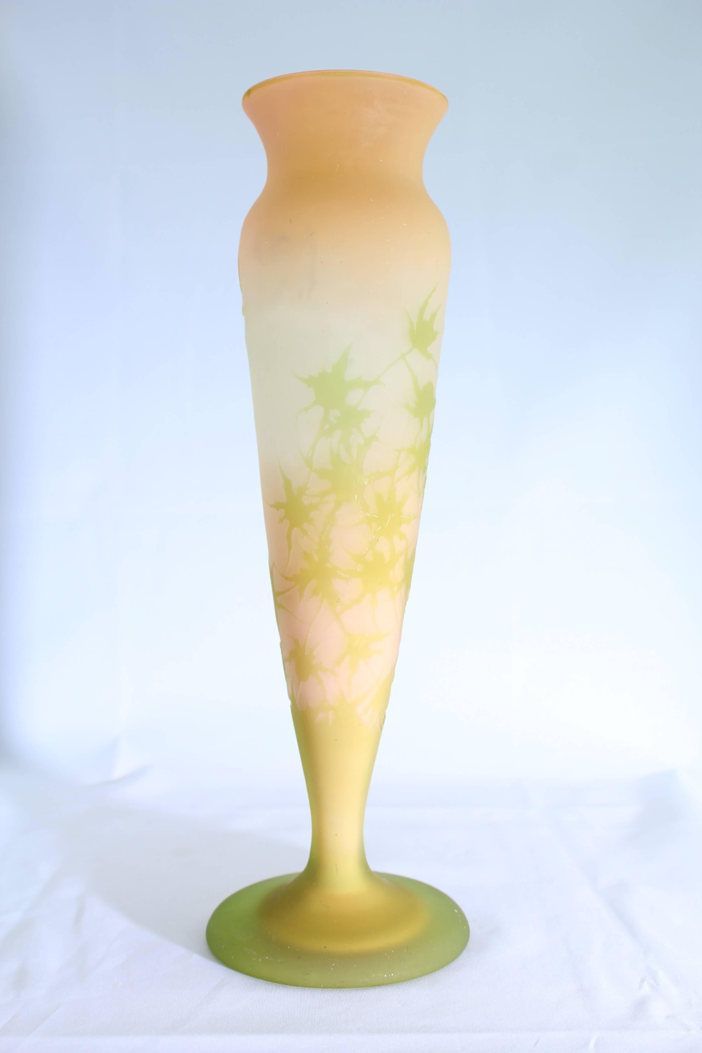 Art Nouveau Elegant Cameo 12.5 Inch Galle Vase