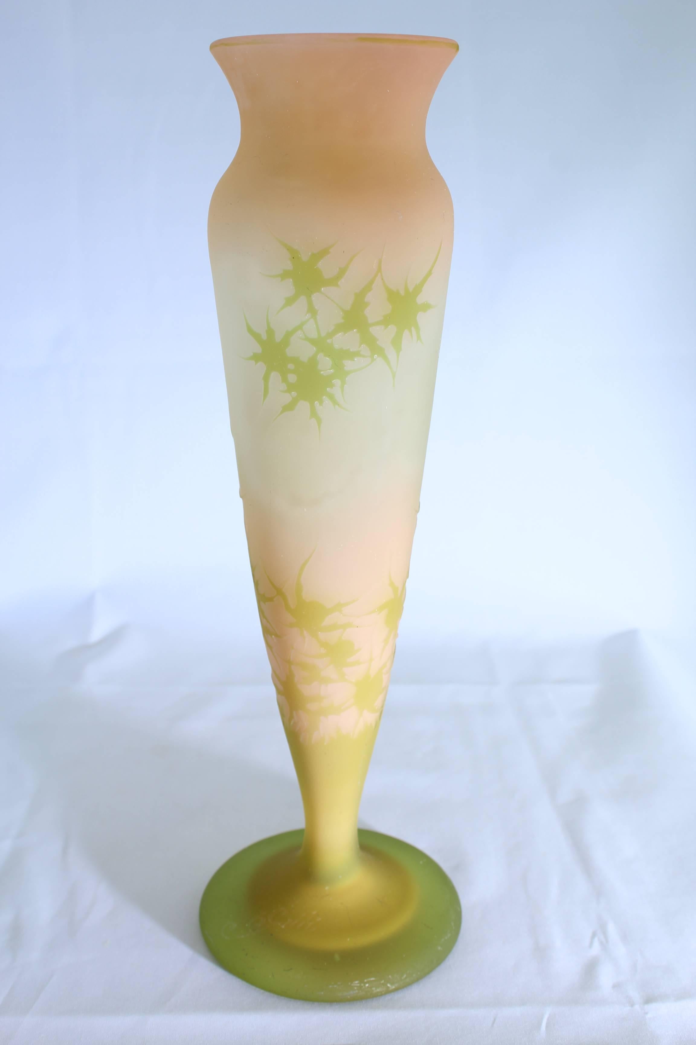 French Elegant Cameo 12.5 Inch Galle Vase