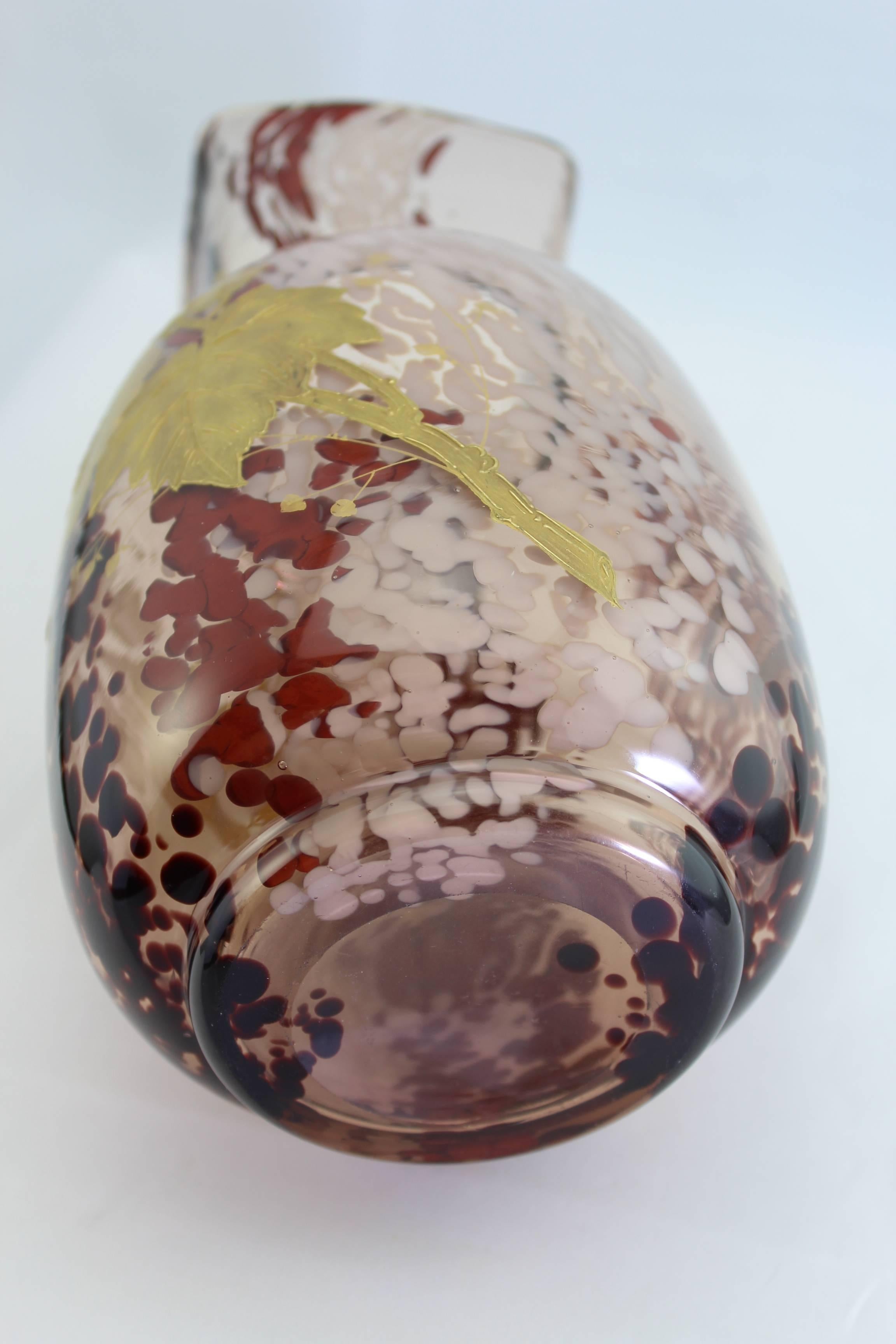 French Ernest Baptiste Léveillé, Paris, circa 1900 Art Glass Vase