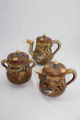 Satsuma Japanese Meiji Dragon and Immortalstea Set