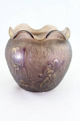 Daum Nancy Cameo Iridescent Iris Vase, circa 1900