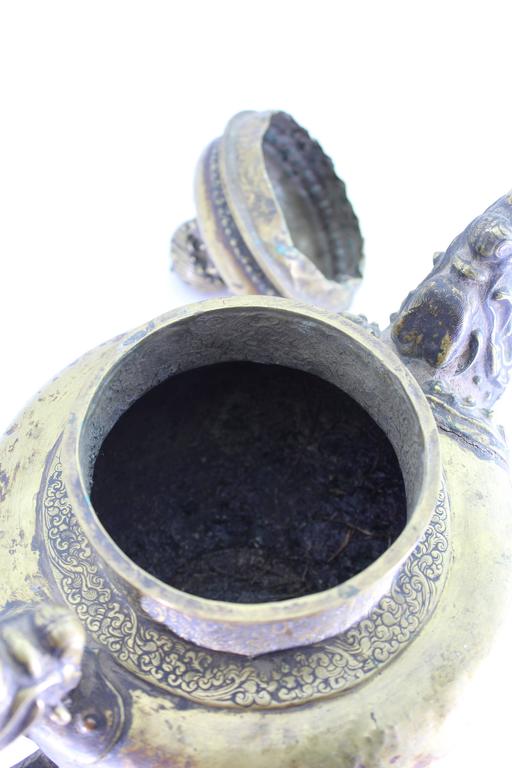 Tibetan 19th Century Brass Dragon Tea Pot 3