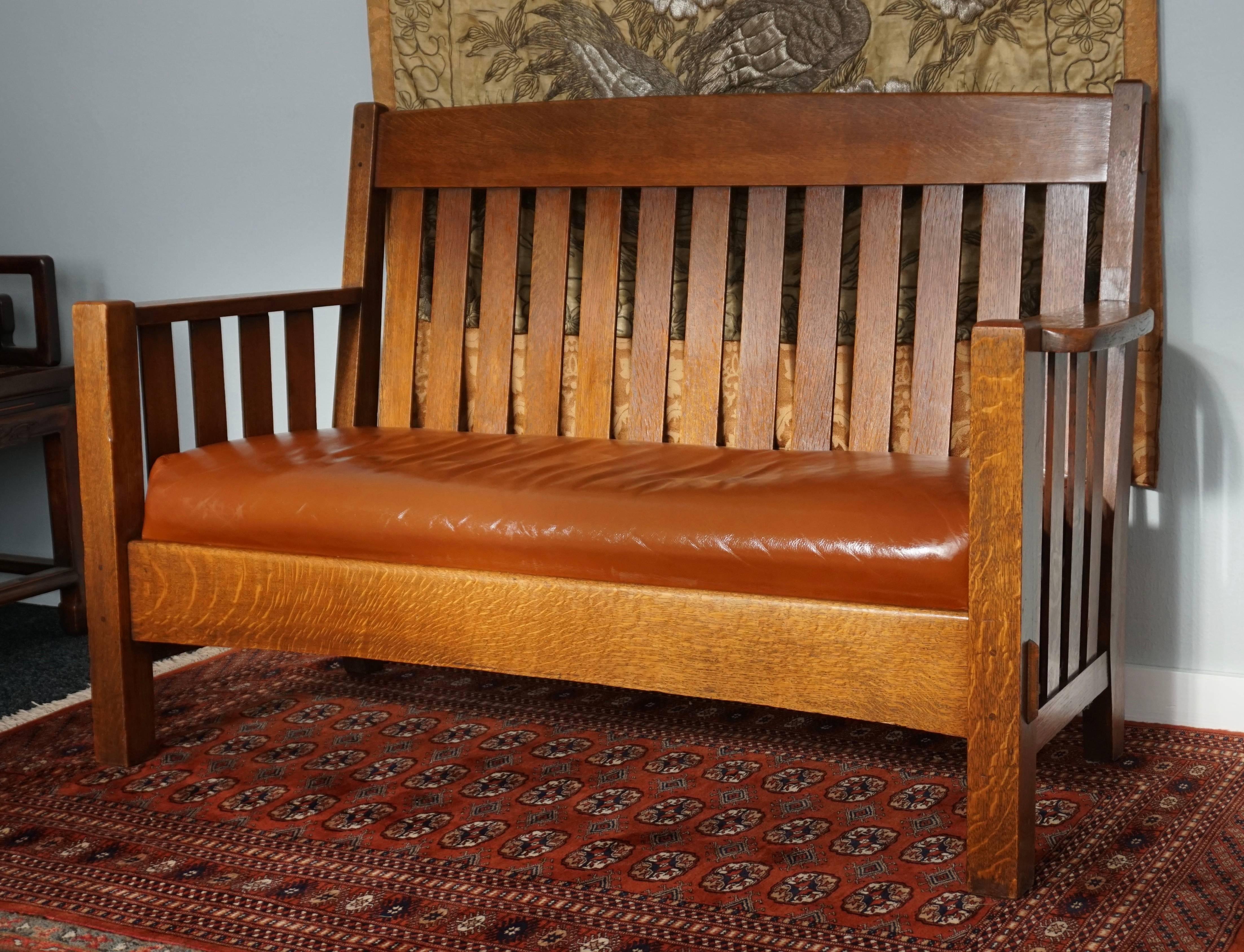 Hand-Crafted Mission Settee Harden Furniture Co., circa 1907