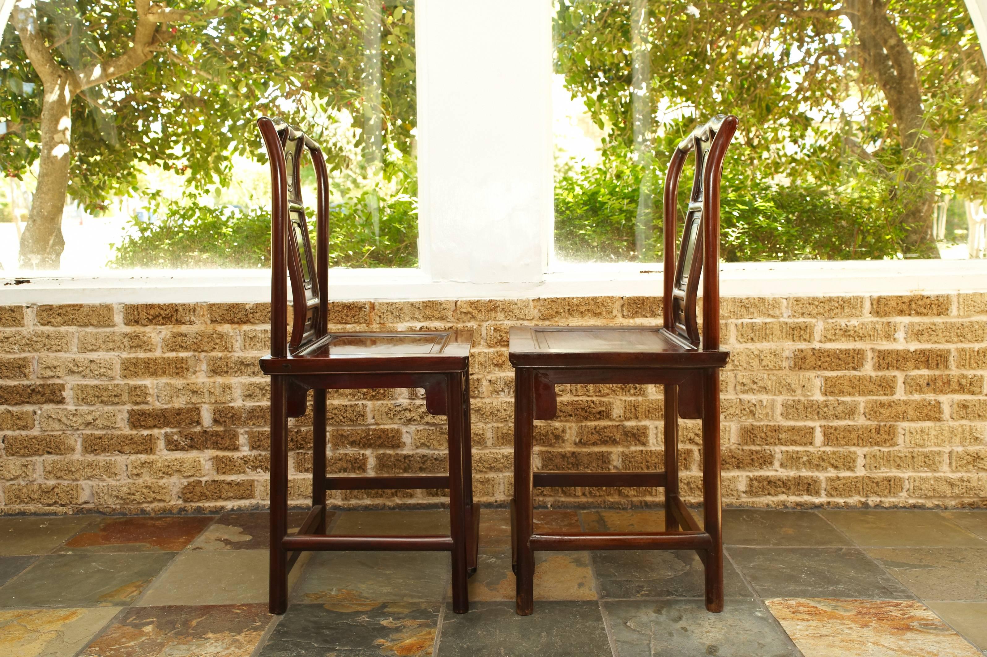 Chinese Export 19th Century Rosewood Chinese Side Chairs