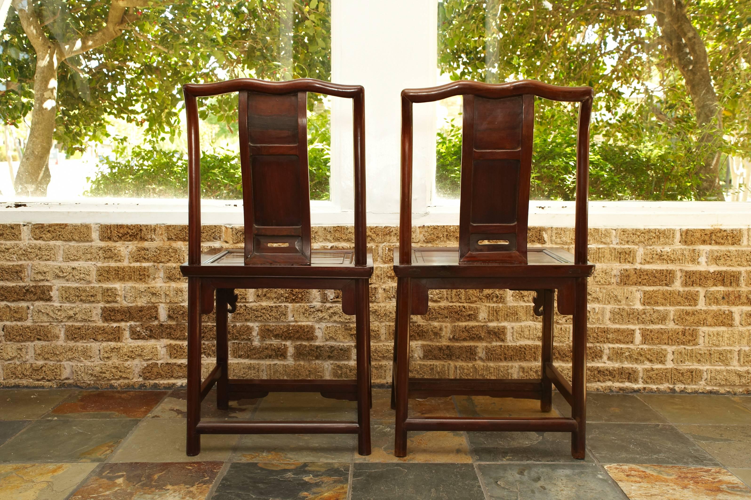Hand-Crafted 19th Century Rosewood Chinese Side Chairs