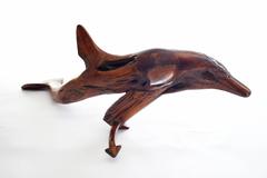Mid-Century Modern Large Driftwood Carved Marine Dolphin Sculpture
