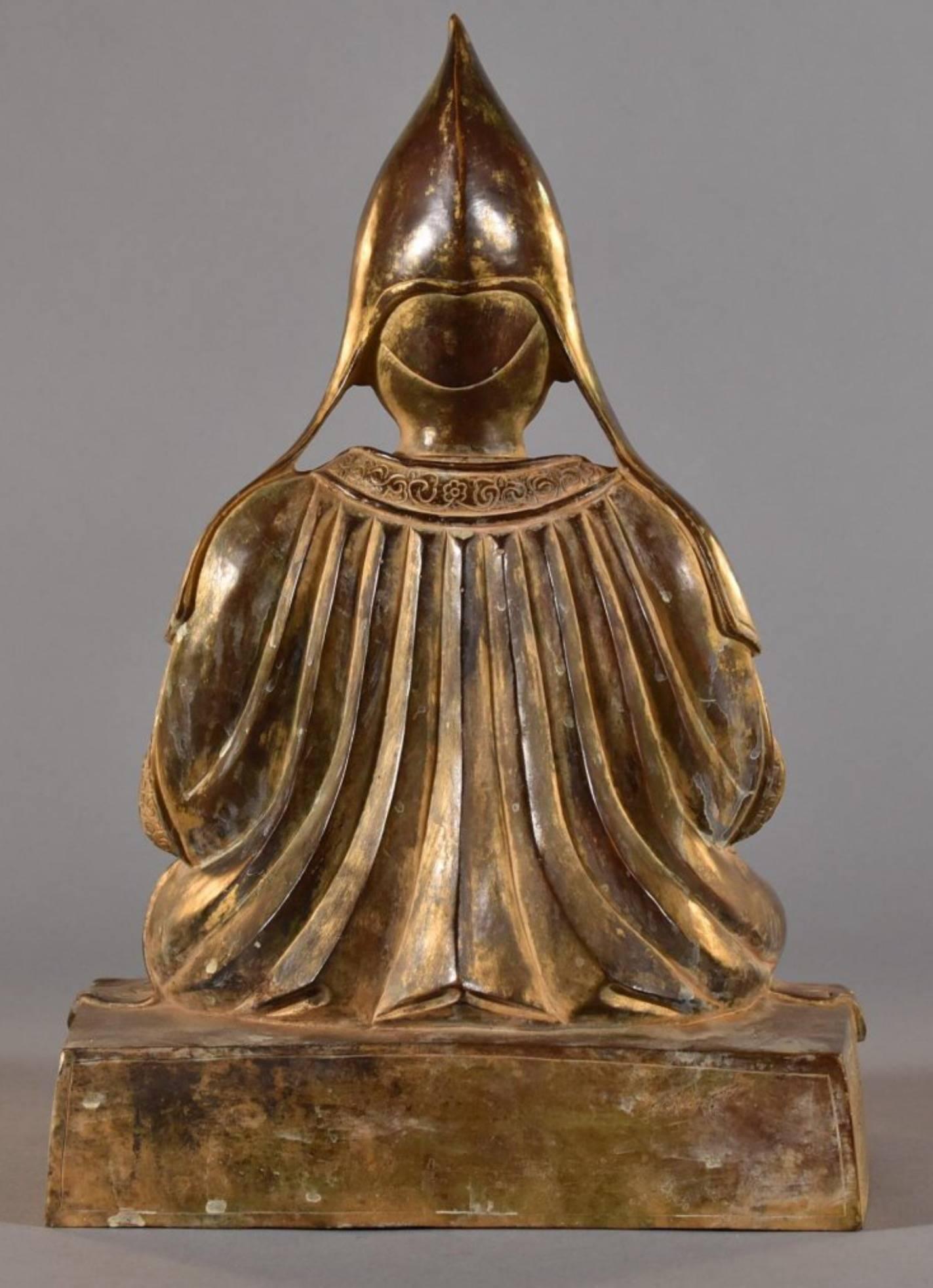 Qing 18th Century Sino-Tibetan Bronze Figure of Tsongkhapa Buddha