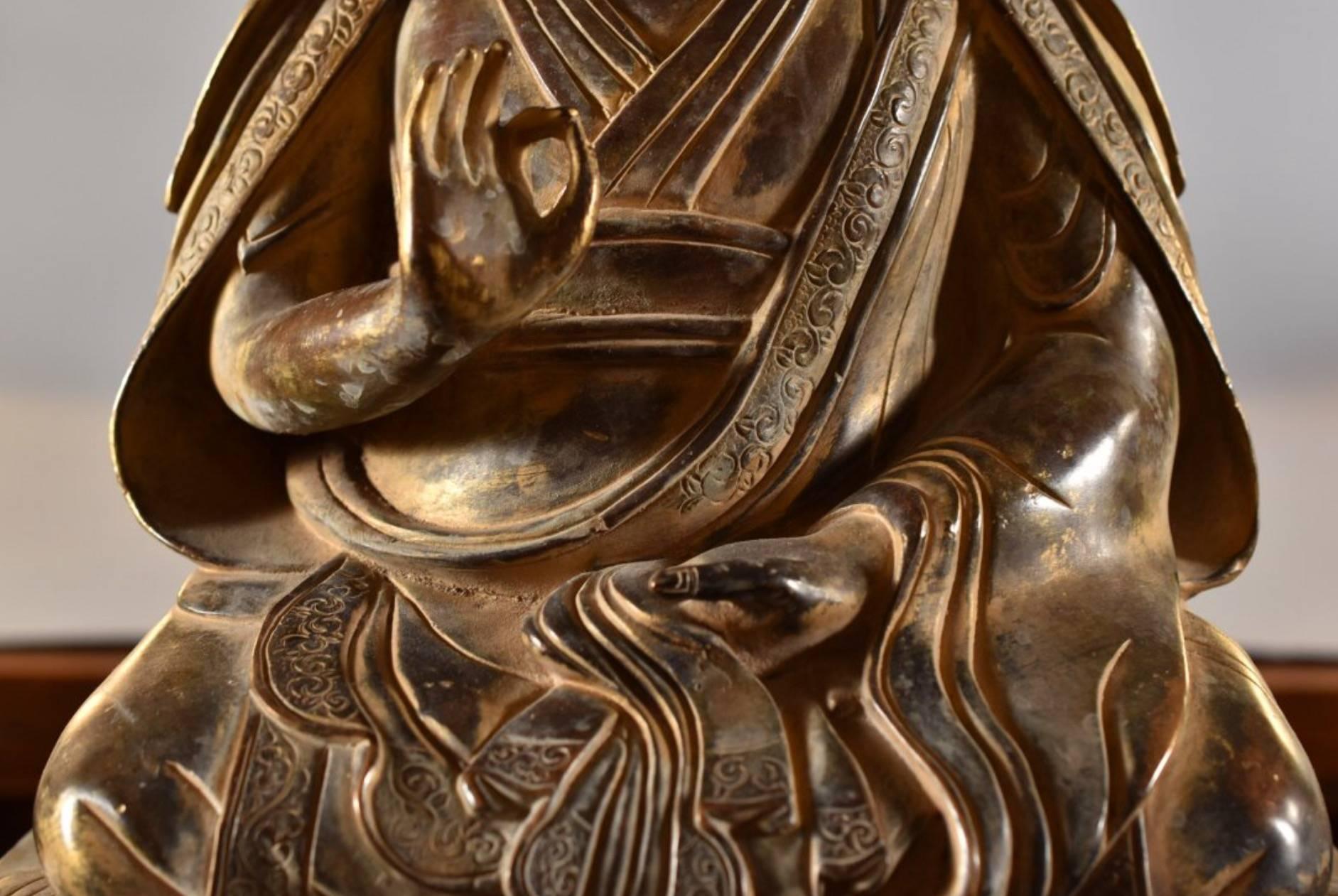 18th Century and Earlier 18th Century Sino-Tibetan Bronze Figure of Tsongkhapa Buddha