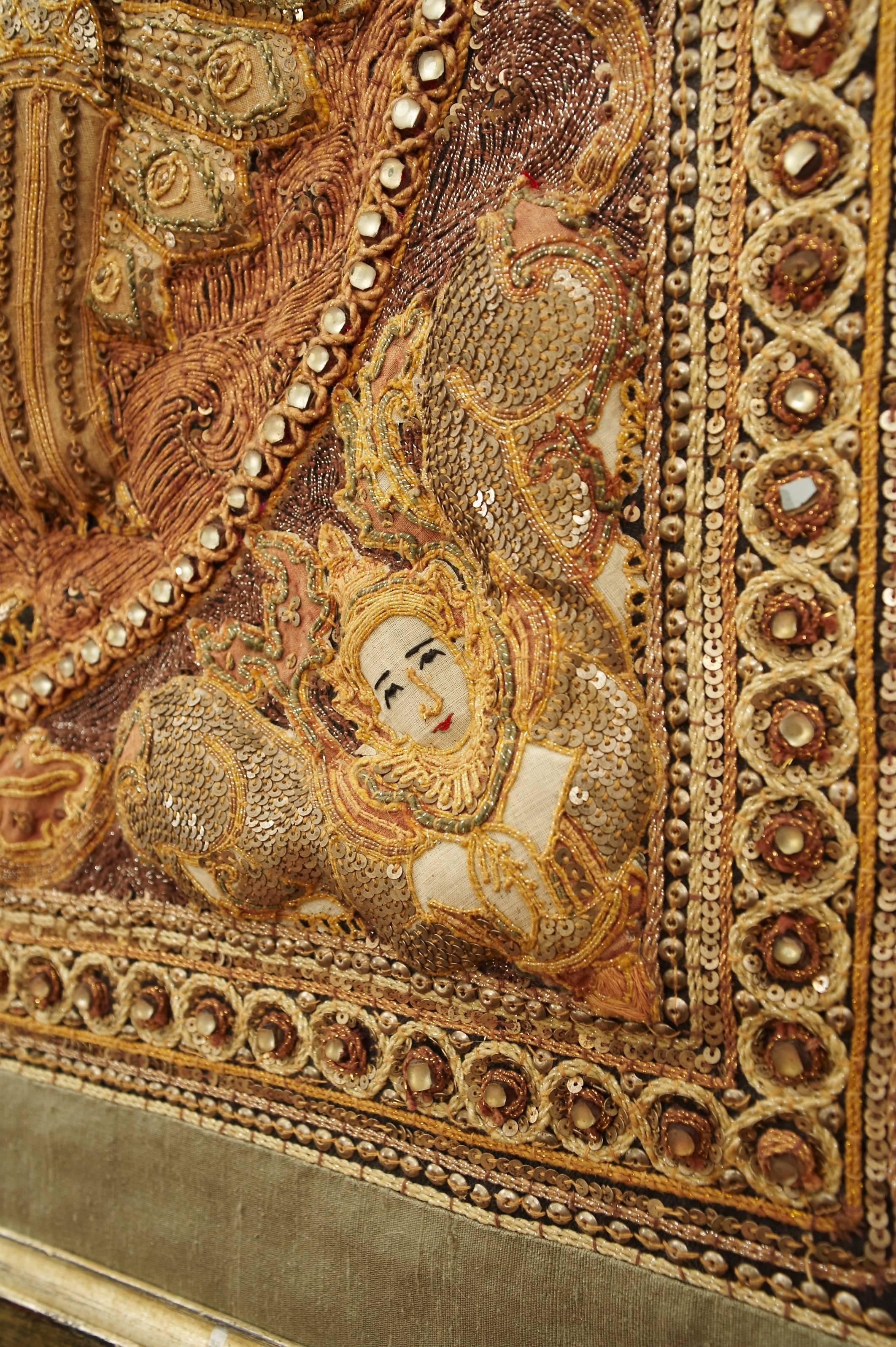 antique burmese kalaga tapestry