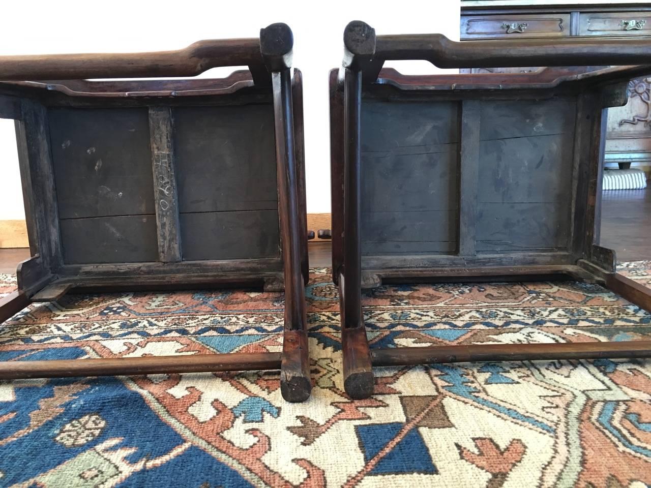 19th Century Chinese Rose Wood Pair of Sidechairs Qing Dynasty 4