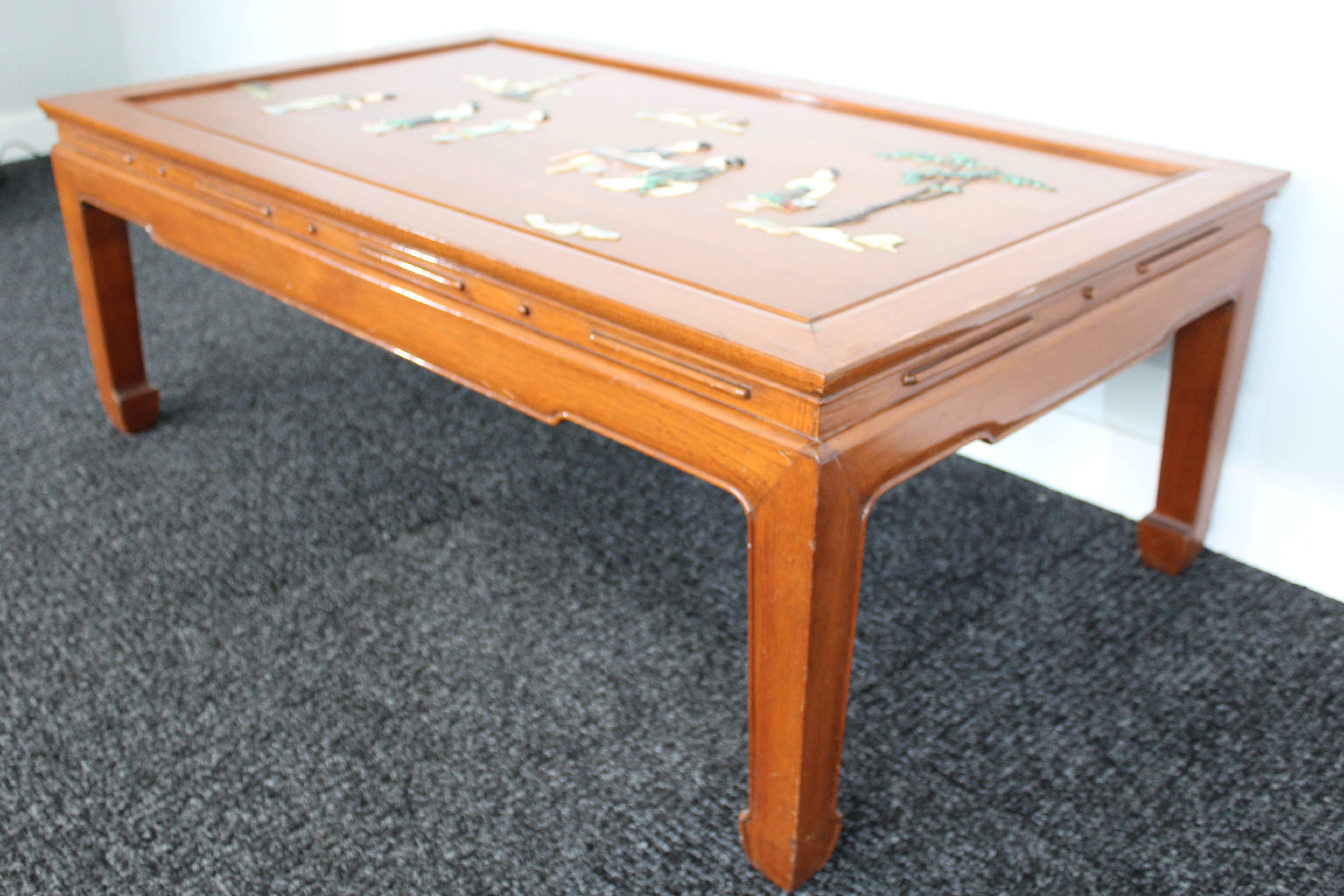 Mid-Century Chinese Scenic Inlay Rosewood Coffee Table  1