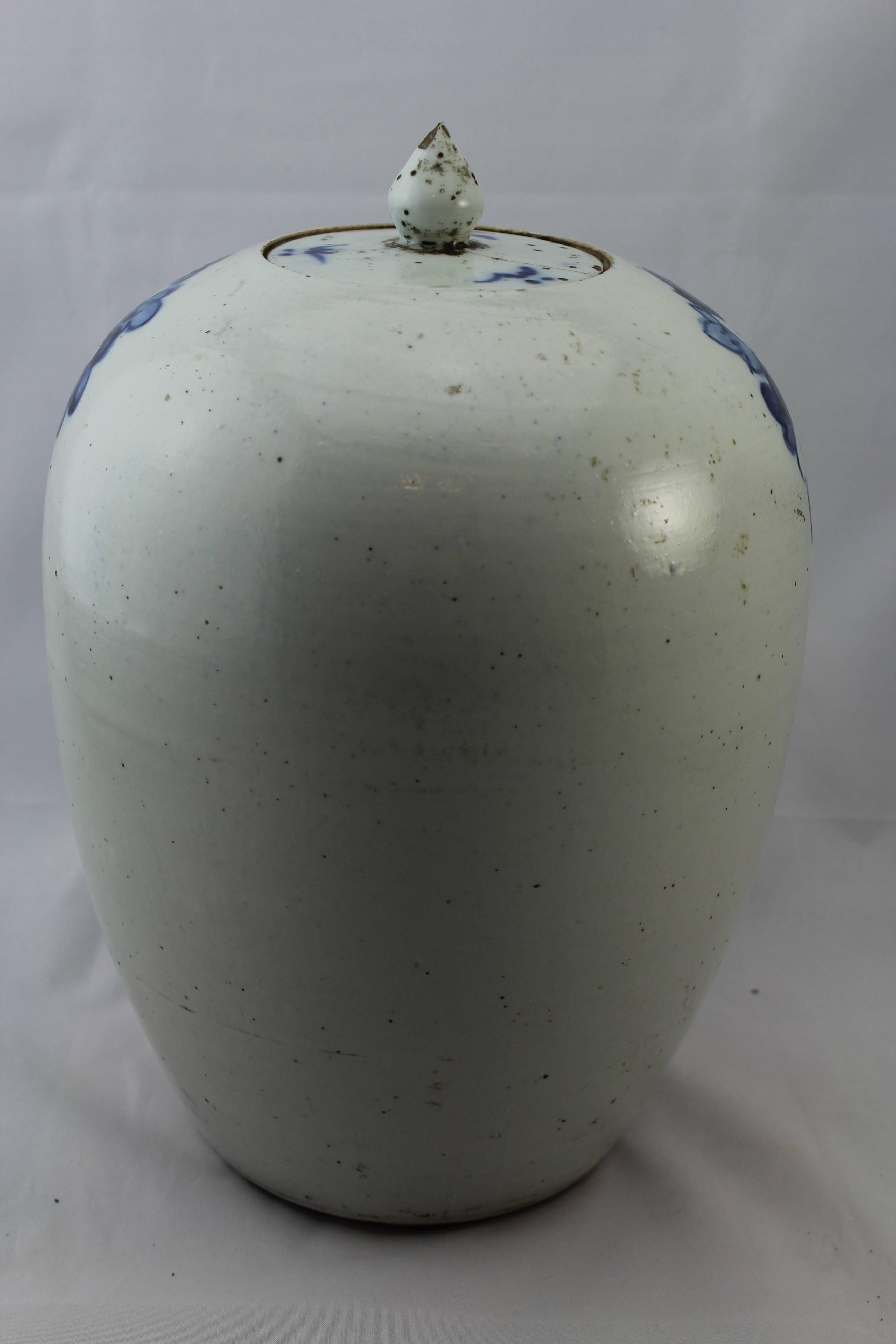 Chinese Export Chinese Blue and White Export Lidded Ginger Jar