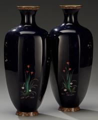 Pair of Meiji Japanese Cloisonne Vases by Hayashi Chuzo, circa 1900