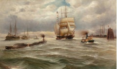 Peinture d'Alfred Jensen, port français, 1918