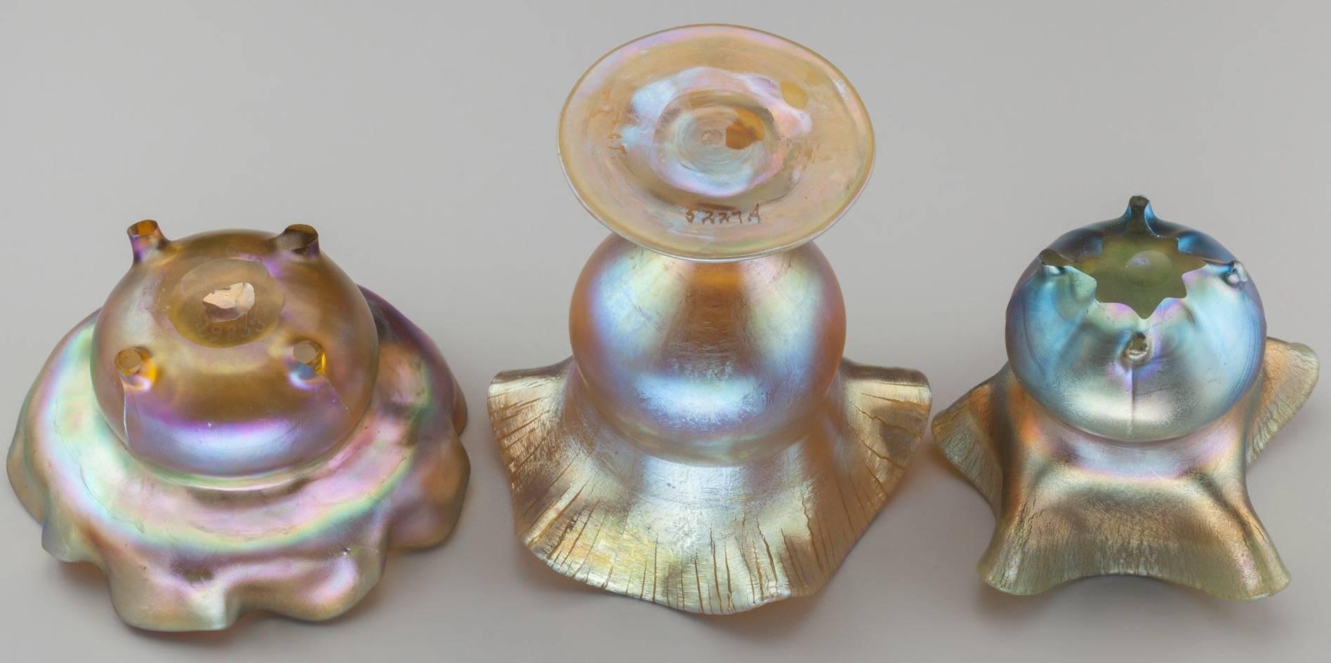 Art Nouveau Three Tiffany Studios Gold Favrille Bowls, circa 1900