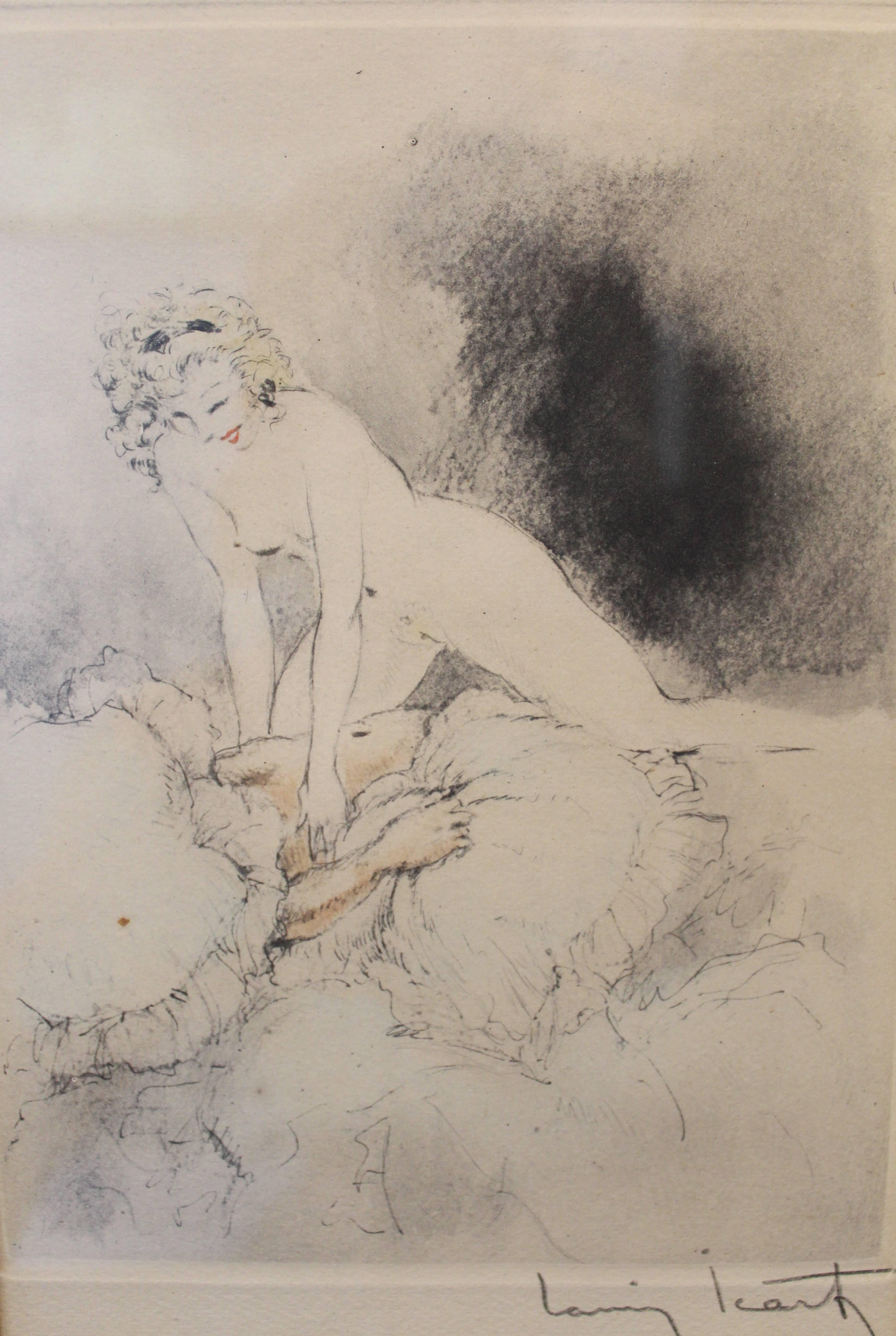 Art Deco Three Louis Icart Erotic Etchings Signed