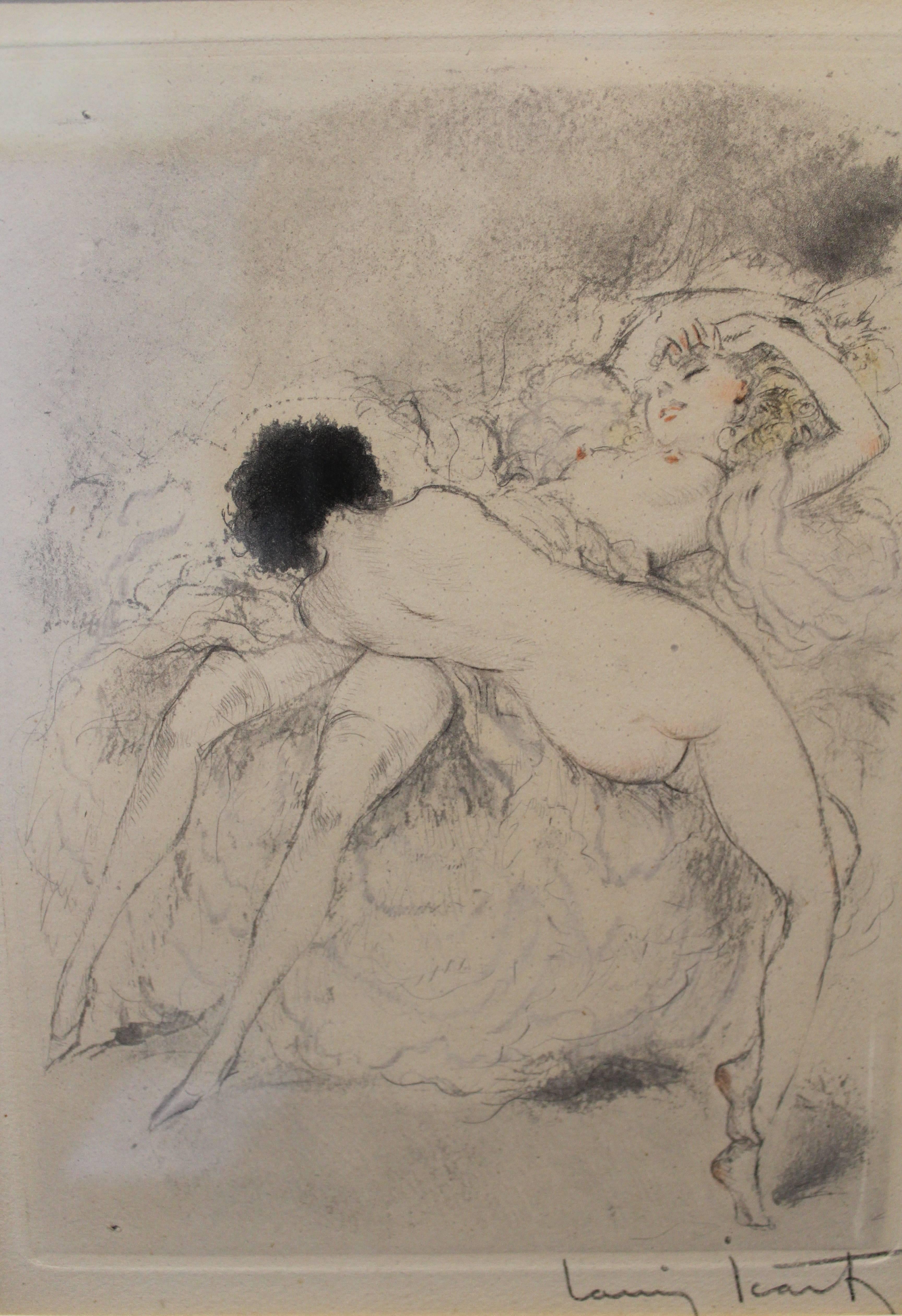 French Three Louis Icart Erotic Etchings Signed