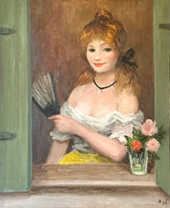 Marcel Dyf “Fille a L’Eventail” Oil Painting
