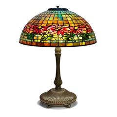 Tiffany Studios Poinsettia Table Lamp, Leaded Glass, Circa 1910