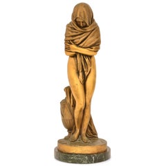 Jean-Antoine Houdon (français, 1741-1828), « L'Hiver », bronze doré de Barbedienne